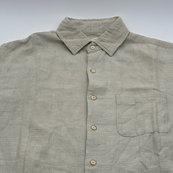 Tasso Elba Silk Linen Men's Shirt Short Sleeve Button Down Size Small Tan - Picture 2 of 9
